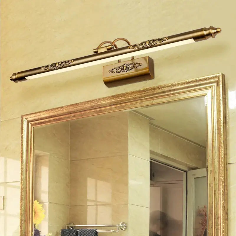 Antique bronze ornate led mirror lamp for bathroom wall decor