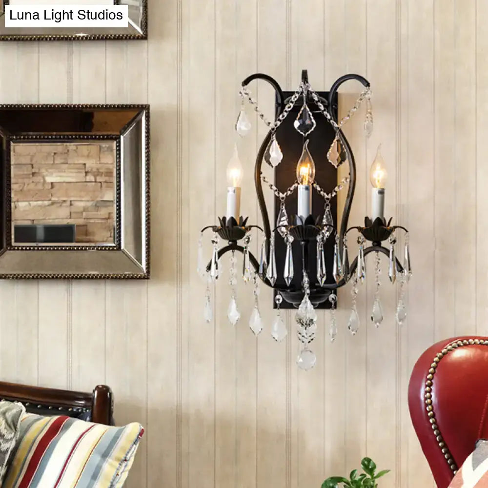 Antique gold candelabra wall light with crystals for dining room