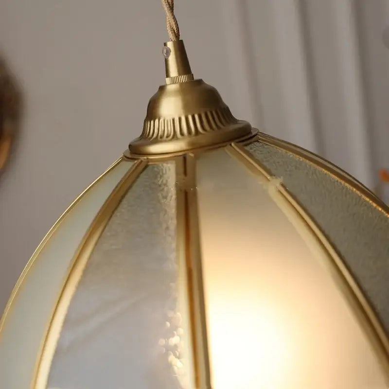 Antique gold petal glass led pendant lamp kitchen light fixture