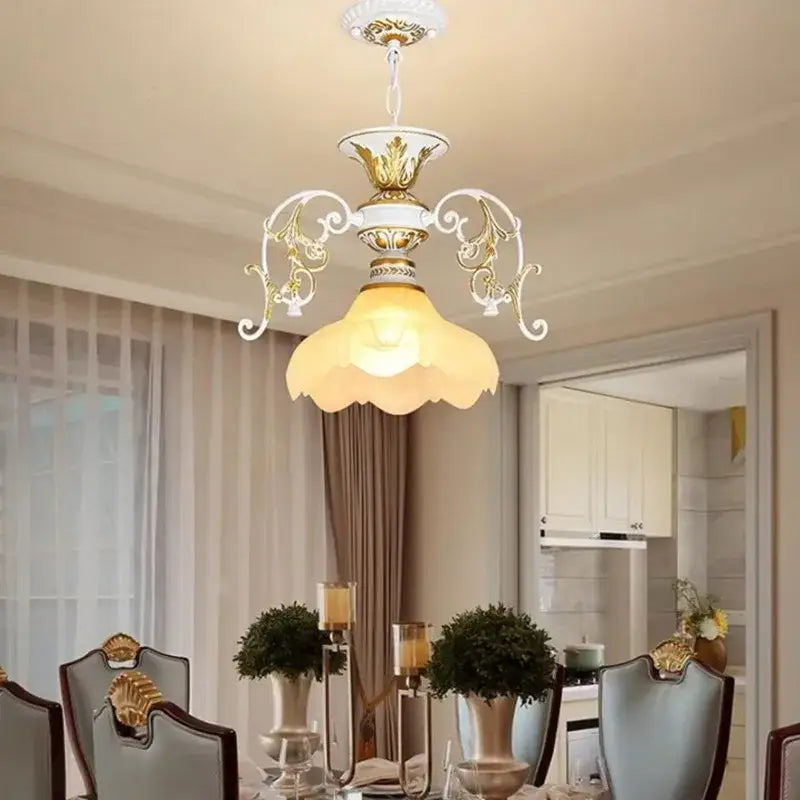 Antique industrial black & gold loft chandelier dining room light