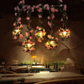 Antique pink cherry blossom metal island ceiling light dining room