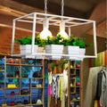 Antiqued metal island lamp with planters for kitchen ceiling light