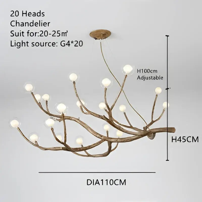 Antler style dark brown glass bubble led pendant light dining room