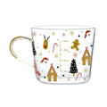 Apricot and orange pattern 500ml glass mug for kitchen breakfast