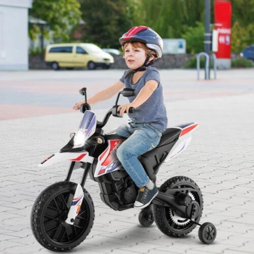 Aprilia Licensed Kids Ride On Motorcycle with 2 Training Wheels - White, Built to Last