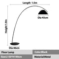 Arched black aluminum shade floor lamp for living room