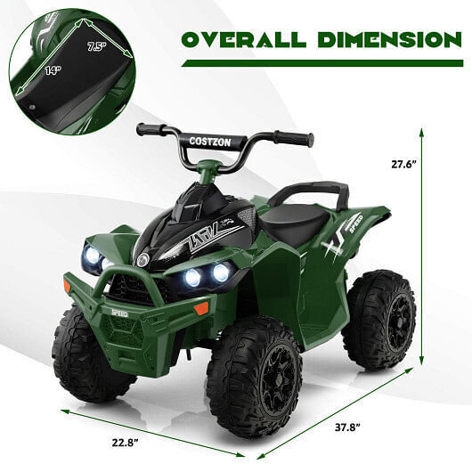 Army Green 12V Kids Ride On ATV with High/Low Speed and Comfortable Seat