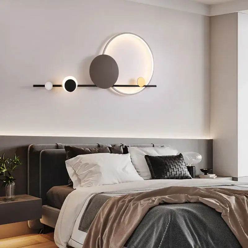 Art deco black and yellow circular led wall sconce dining room lamp