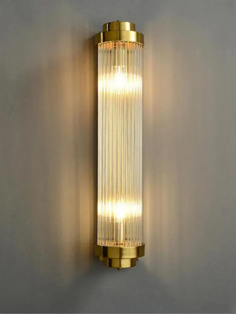 Art deco black & gold stainless wall sconce bedroom ribbed glass