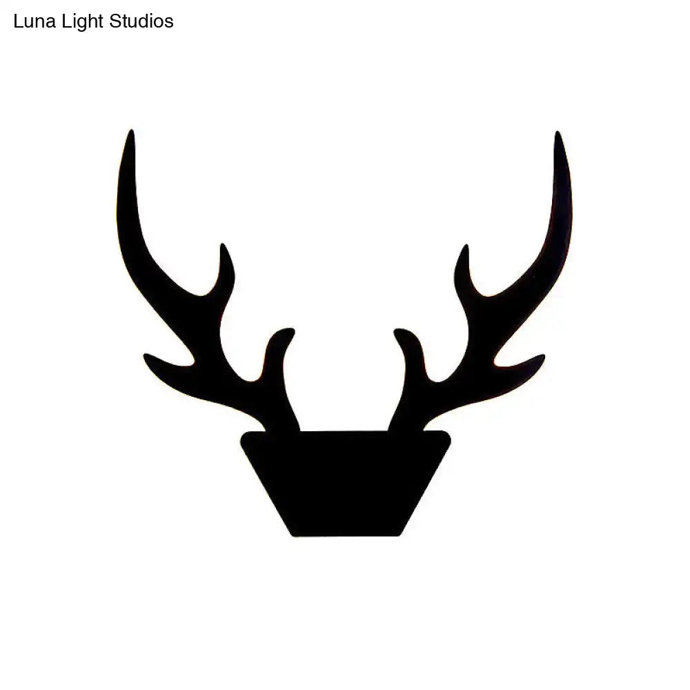 Art deco black & white antler light fixture bedroom wall sconce