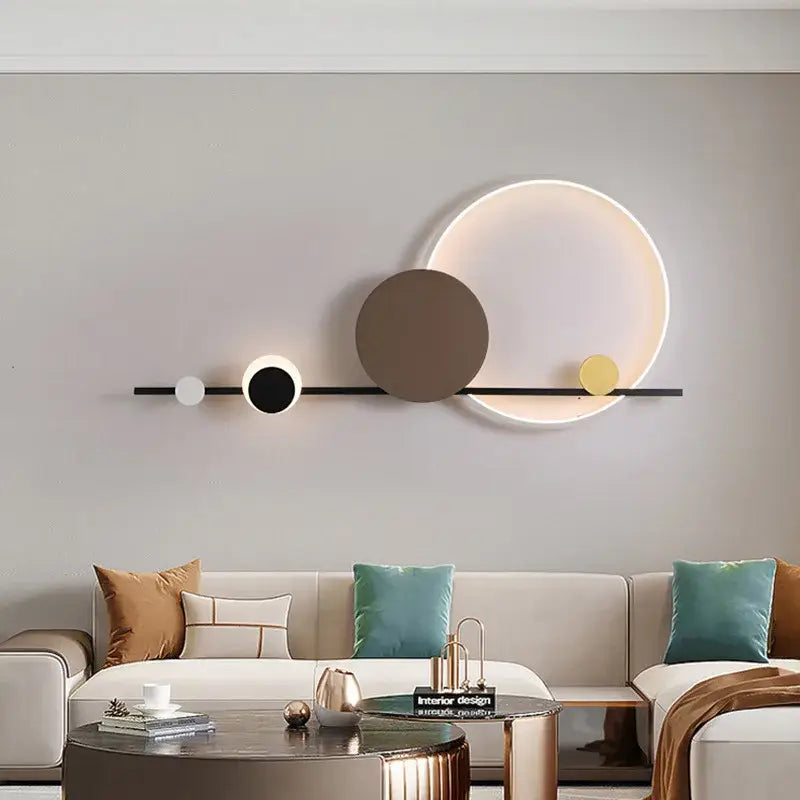 Art deco geometric orange & gold led wall sconce bedroom light