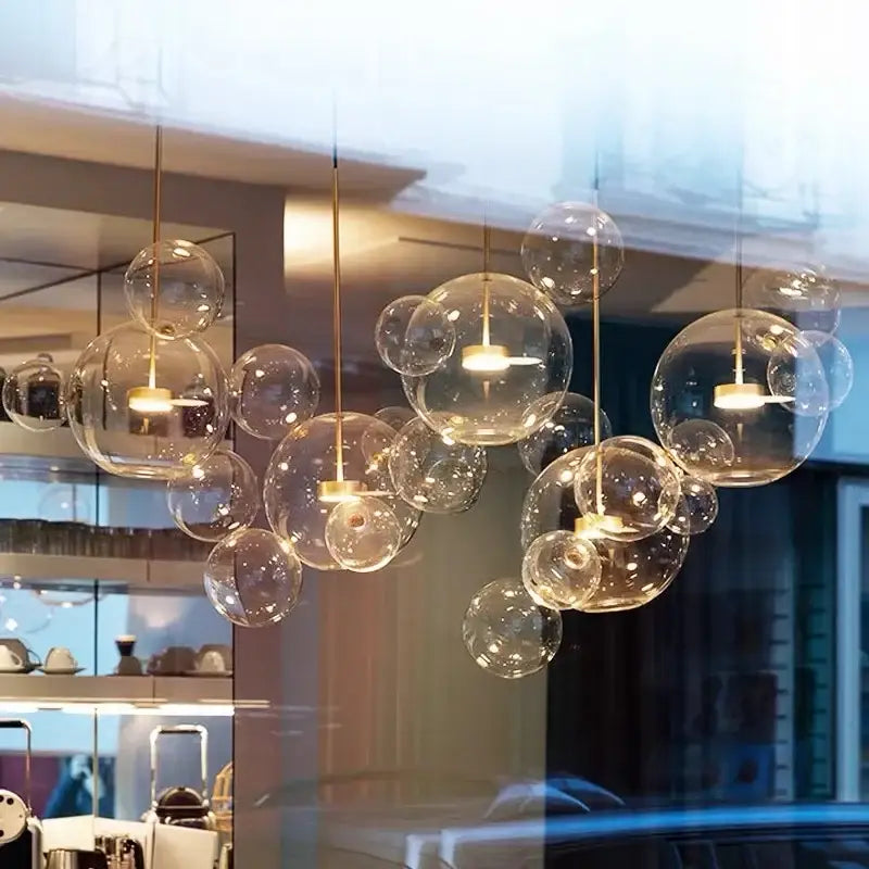 Art deco glass bubble chandelier for dining room