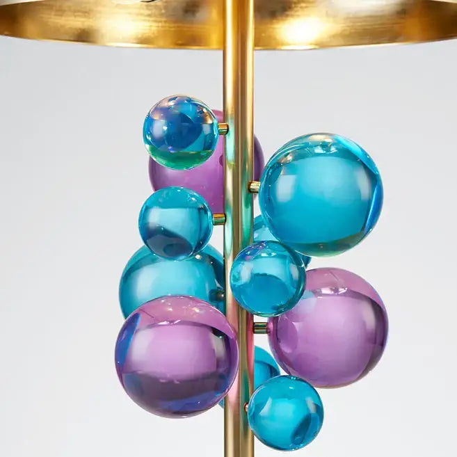 Art deco gold and crystal bubble led desk lamp bedroom marble base