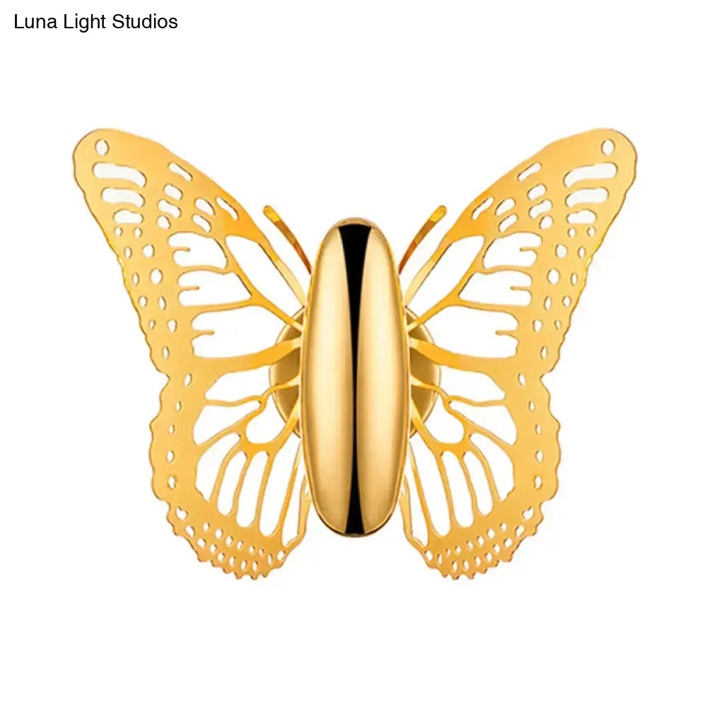 Art deco gold butterfly wall sconce kids room metal lamp