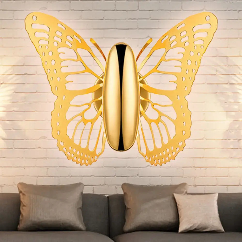 Art deco gold butterfly wall sconce kids room metal lamp
