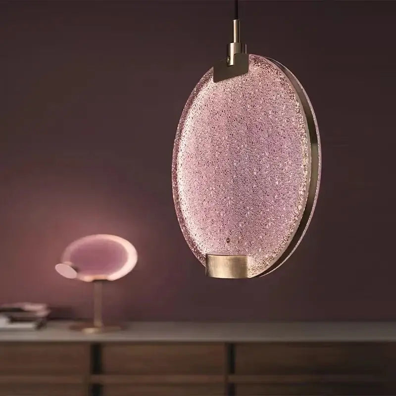 Art deco lavender glass horo led pendant light for kitchen