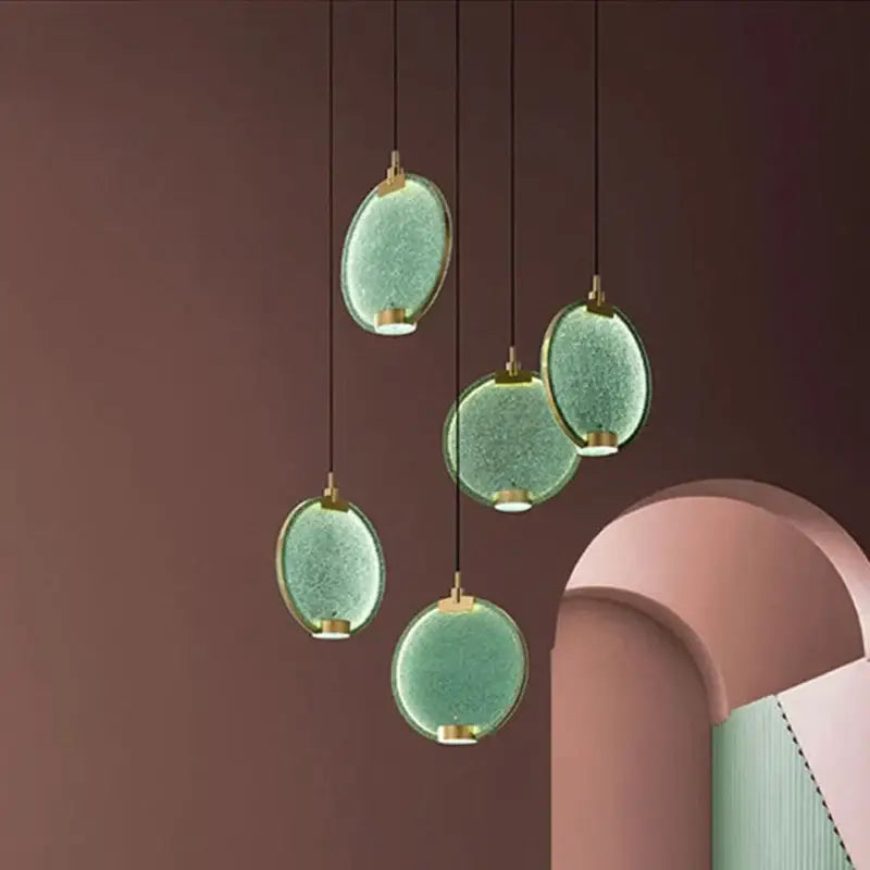 Art deco lavender glass horo led pendant light for kitchen