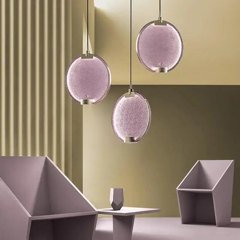 Art deco lavender glass horo led pendant light for kitchen