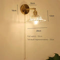 Art deco led wall lamp with glass shade bedroom brass sconce