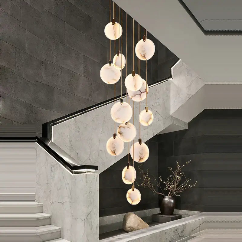 Art deco marble golden lustre pendant light for dining room