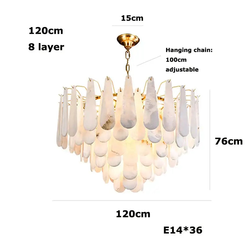 Art deco marble tiered led chandelier dining room gold pendant light