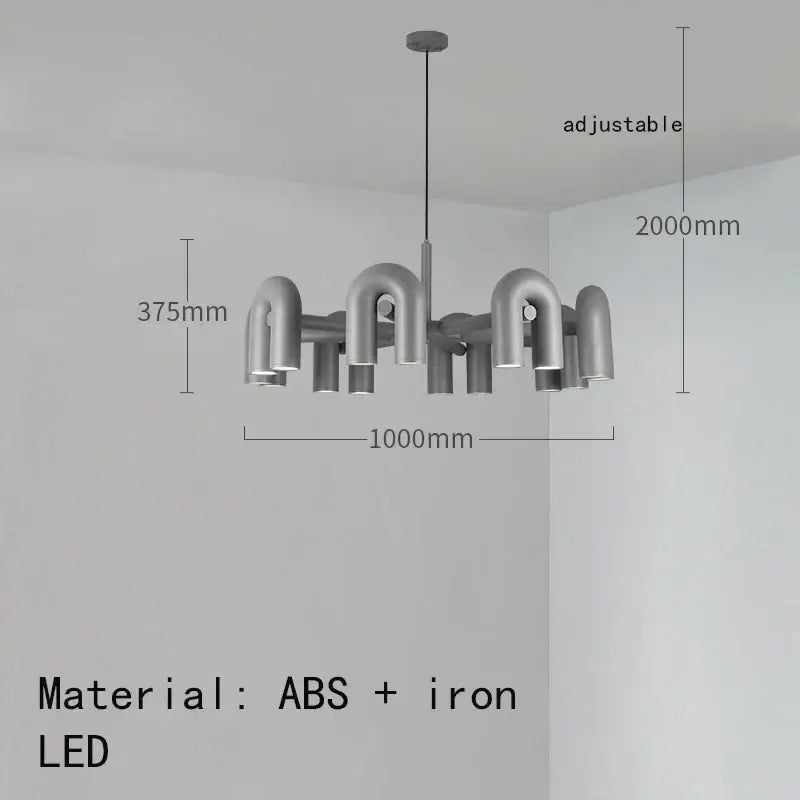Art deco metal industrial chandelier – black & orange dining room light