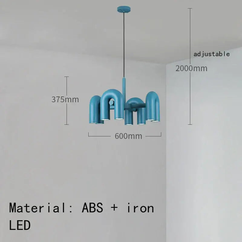 Art deco teal metal 3 light pendant – dining room chandelier