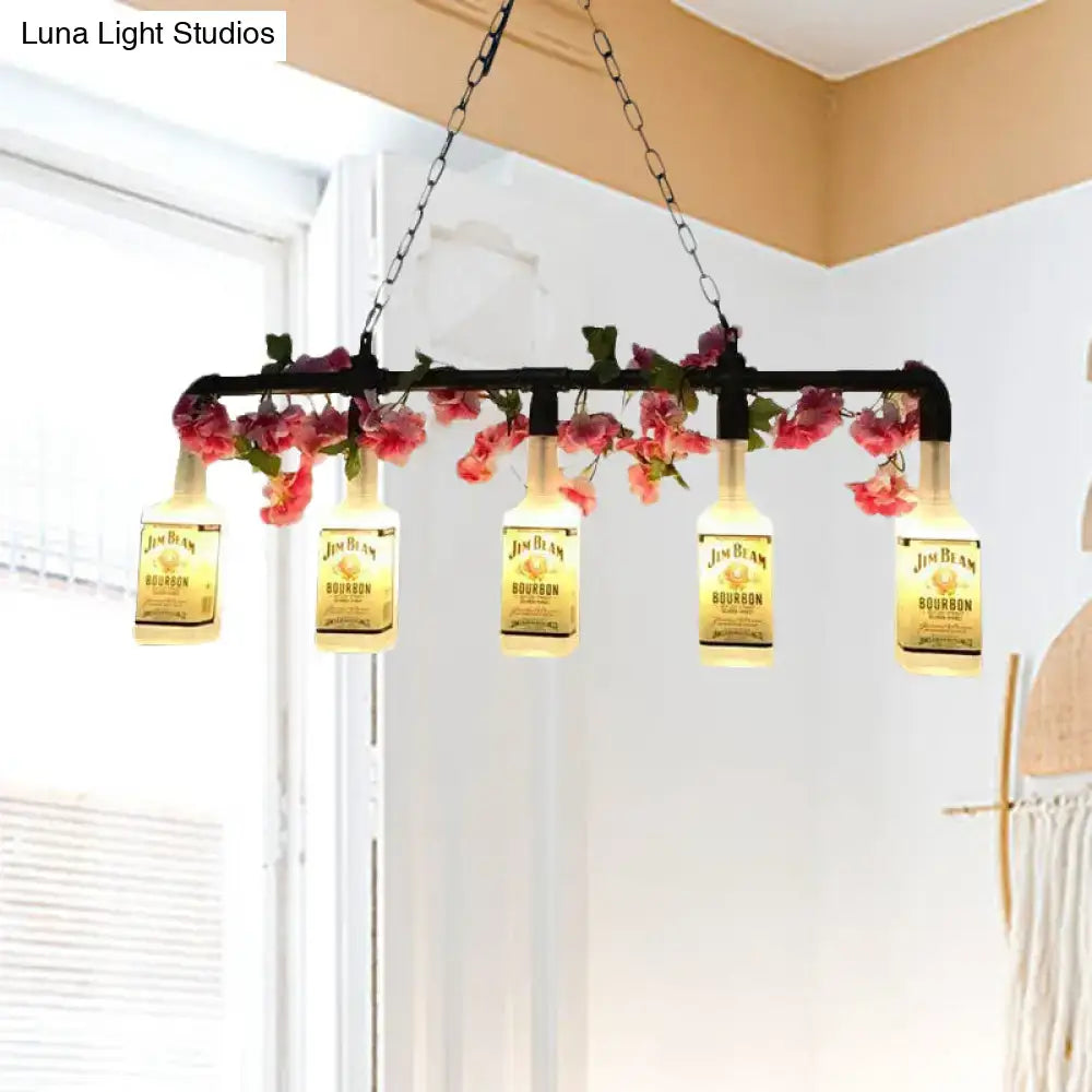 Art deco yellow bottle pendant light kitchen flower decor