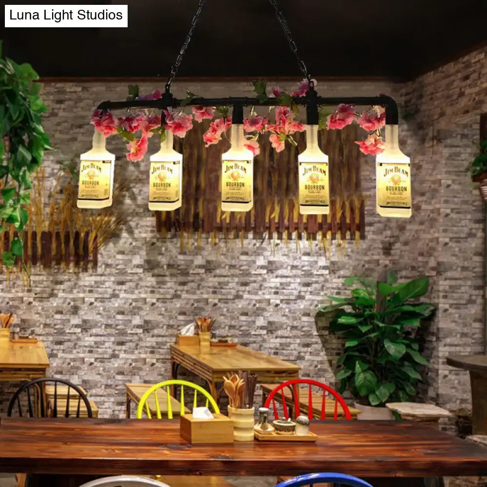 Art deco yellow bottle pendant light kitchen flower decor