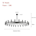 Art pendant chandelier black metal slender arm light living room