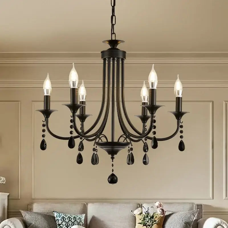 Artistic black metal crystal chandelier dining room led lighting