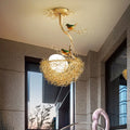 Artistry golden bird nest milk white glass ball pendant dining room