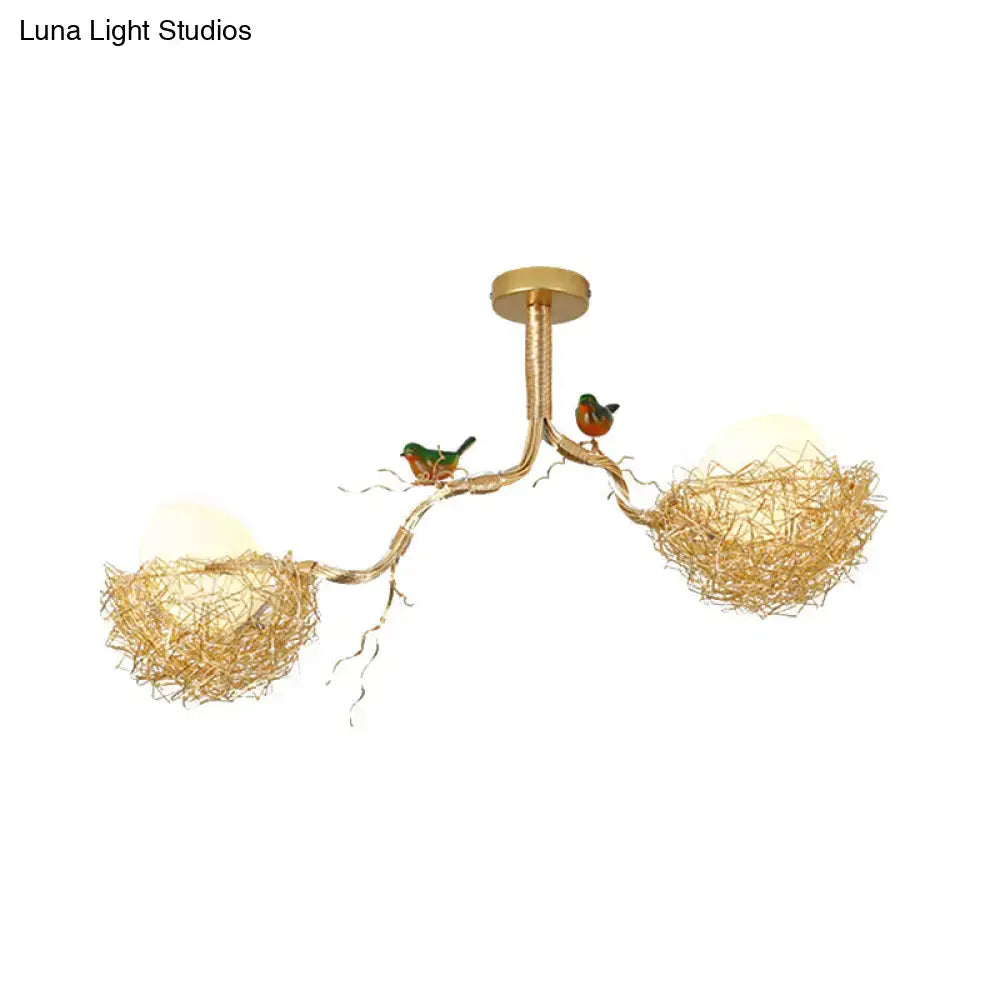 Artistry milk white glass bird nest chandelier pendant dining room