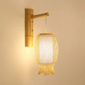 Asian style natural bamboo wall sconce – bedroom led wall lamp