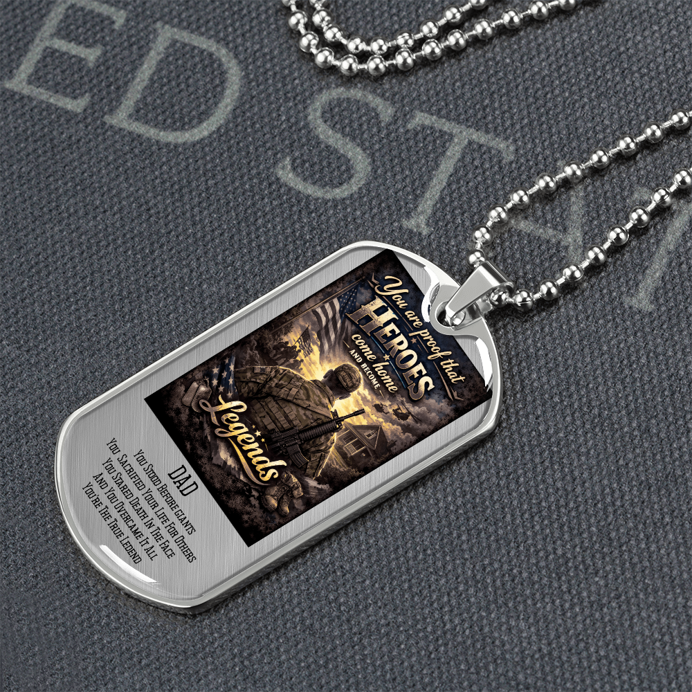Veteran Dad Hero Luxury Dog Tag Necklace – Heroes Come Home Military Tribute Gift