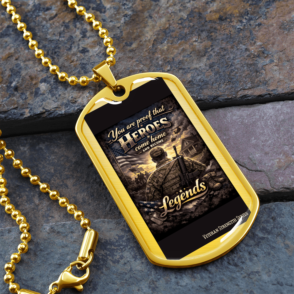 You Are Proof Heroes Come Home – Veteran Strength Dog Tag Necklace