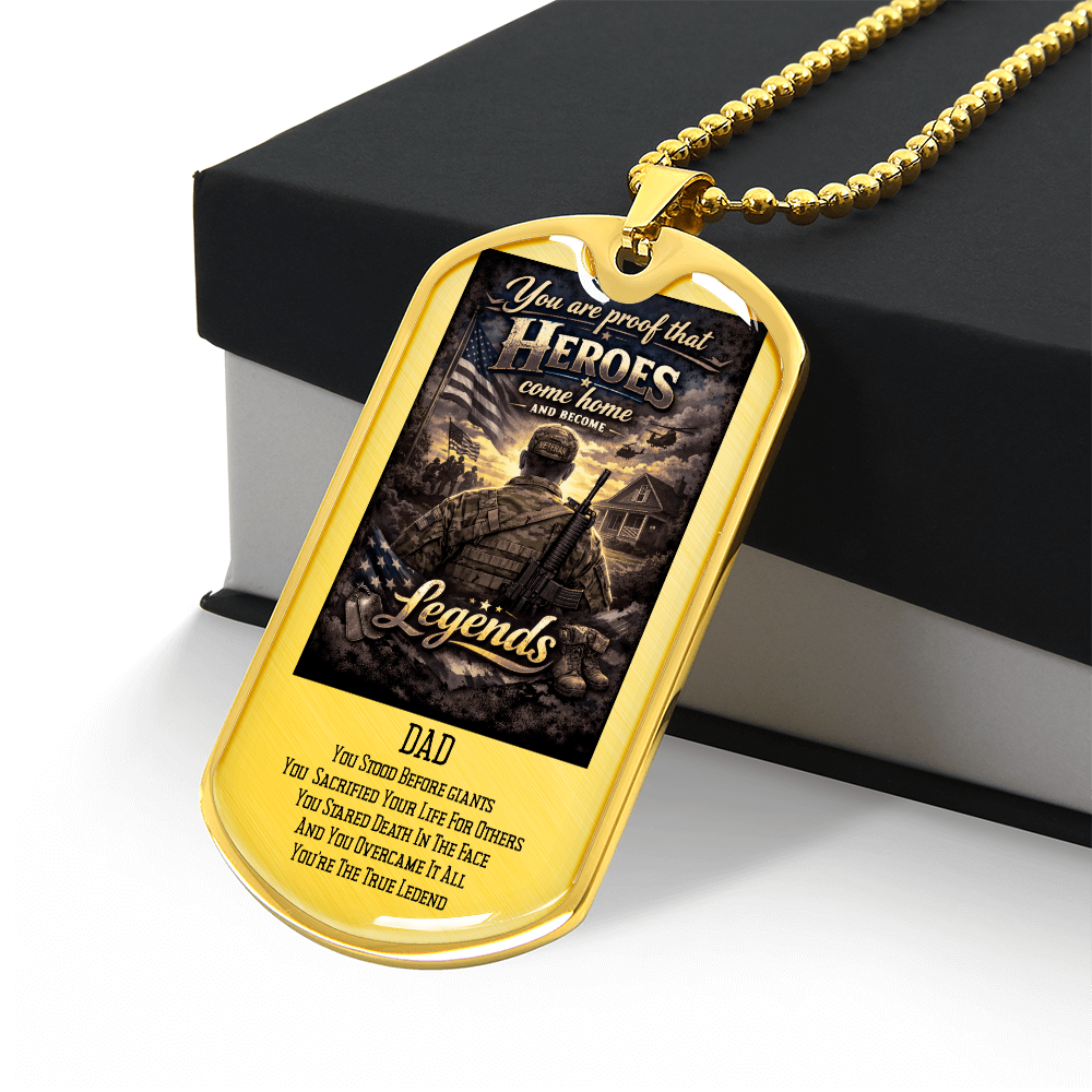 Veteran Dad Hero Luxury Dog Tag Necklace – Heroes Come Home Military Tribute Gift