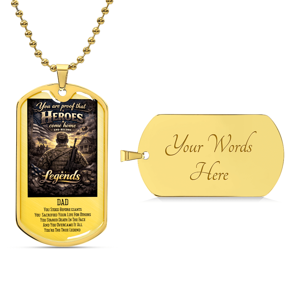 Veteran Dad Hero Luxury Dog Tag Necklace – Heroes Come Home Military Tribute Gift
