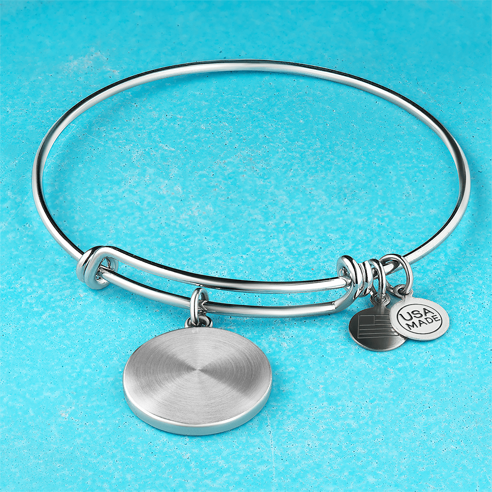 Personalized Luxury Circle Bangle Bracelet – Custom Engraved Keepsake Gift for Her (Silver or Gold)