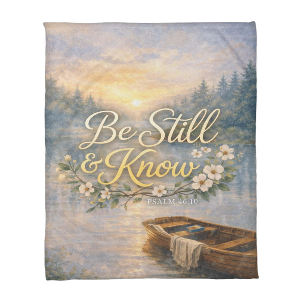 Be Still and Know Christian Blanket – Psalm 46:10 Faith Comfort Coral Fleece Blanket