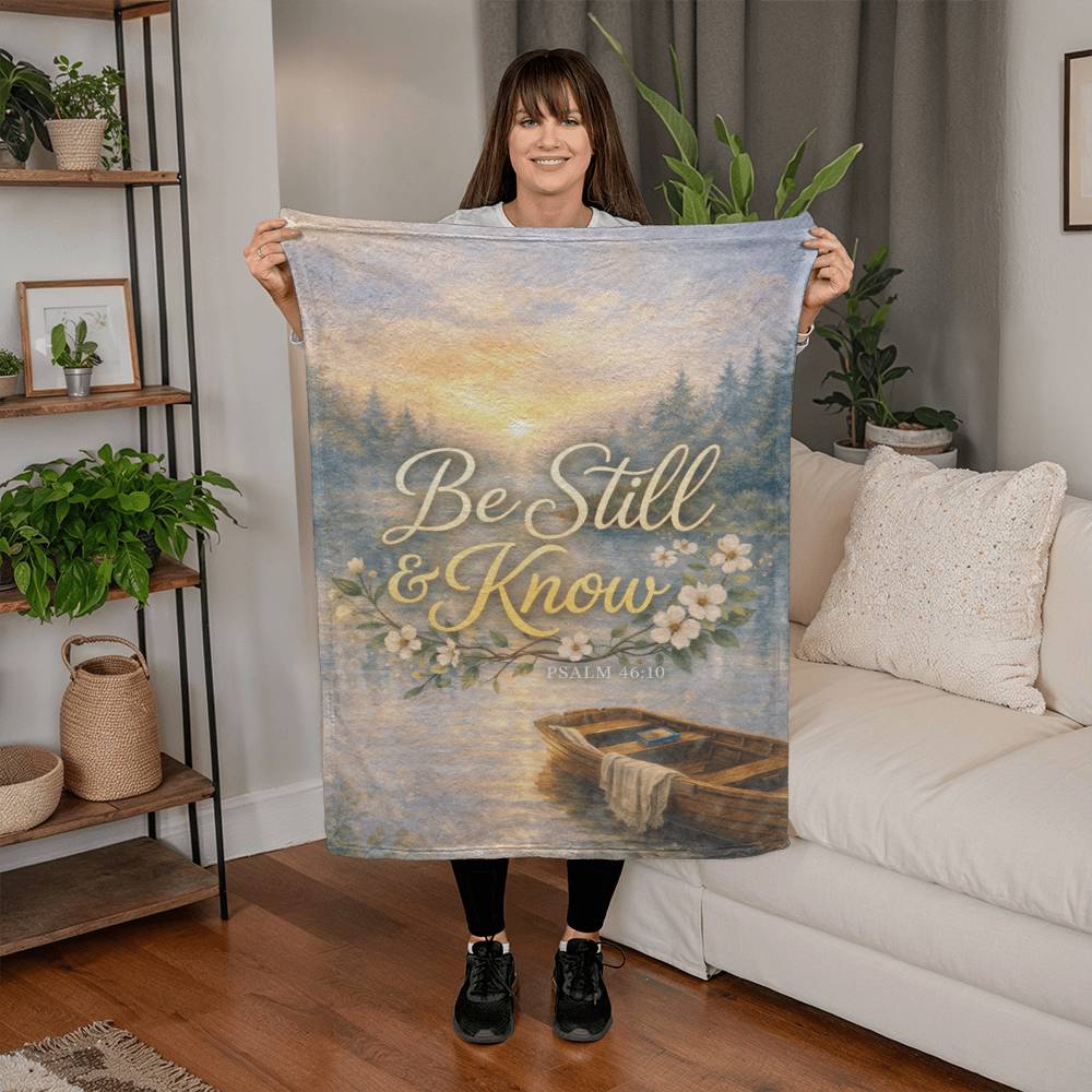 Be Still and Know Christian Blanket – Psalm 46:10 Faith Comfort Coral Fleece Blanket