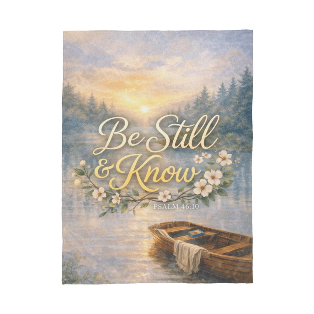 Be Still and Know Christian Blanket – Psalm 46:10 Faith Comfort Coral Fleece Blanket