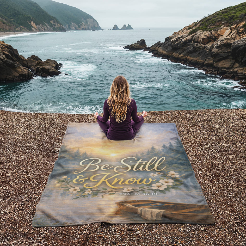 Be Still and Know Christian Blanket – Psalm 46:10 Faith Comfort Coral Fleece Blanket