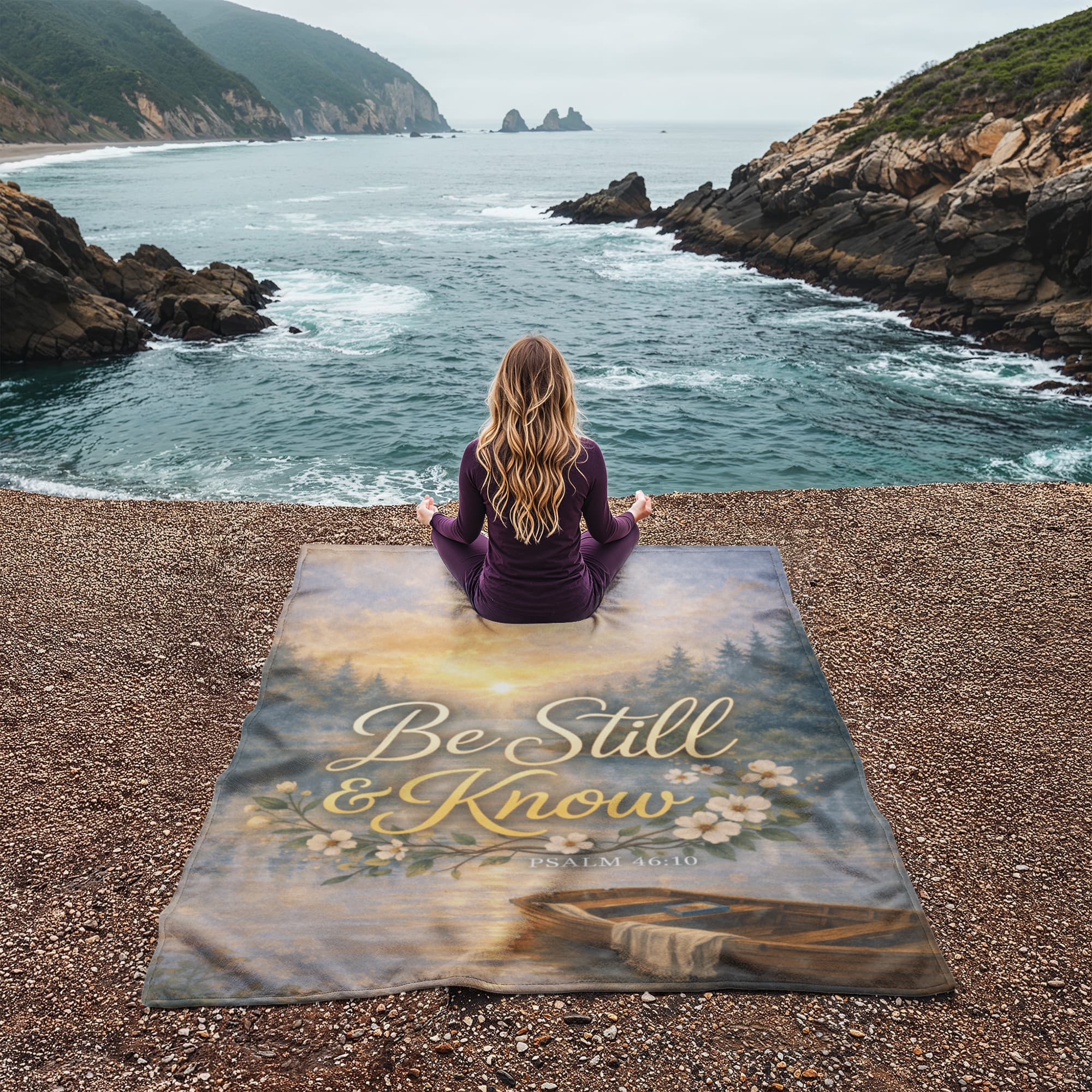 Be Still and Know Christian Blanket – Psalm 46:10 Faith Comfort Coral Fleece Blanket