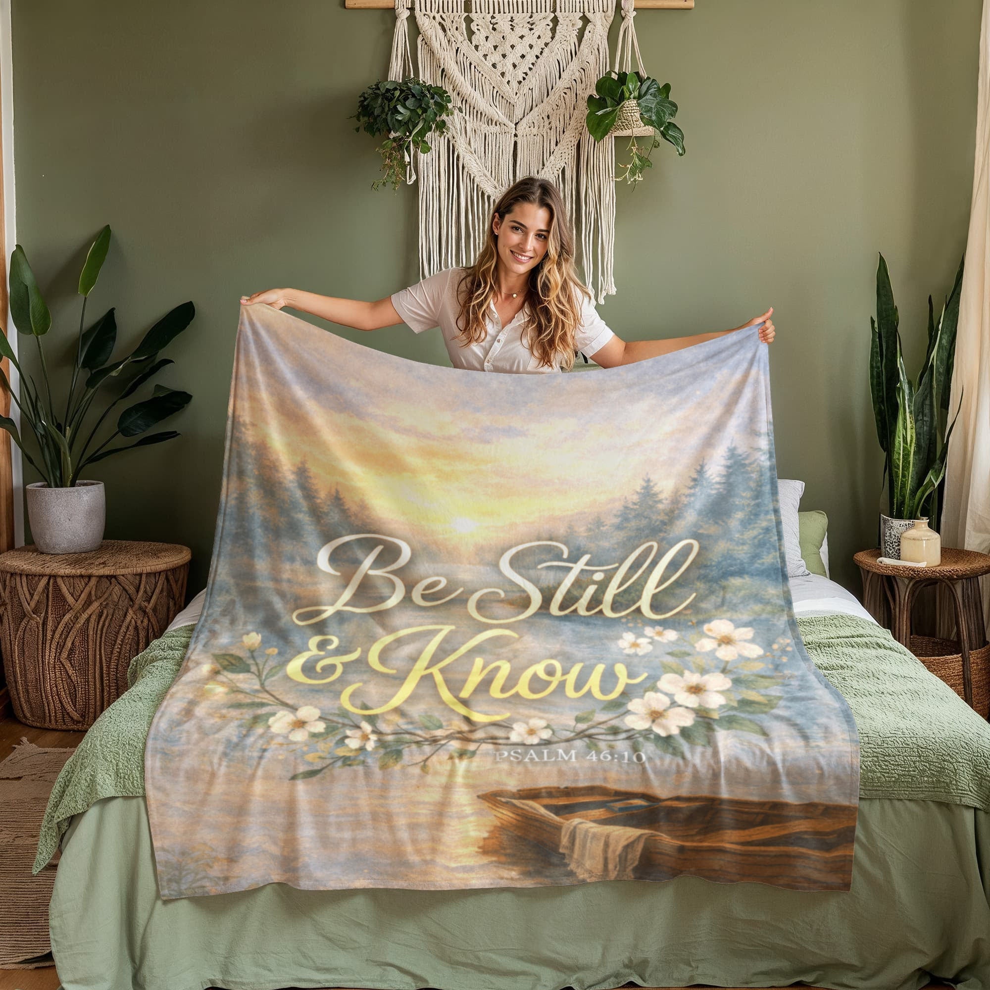 Be Still and Know Christian Blanket – Psalm 46:10 Faith Comfort Coral Fleece Blanket