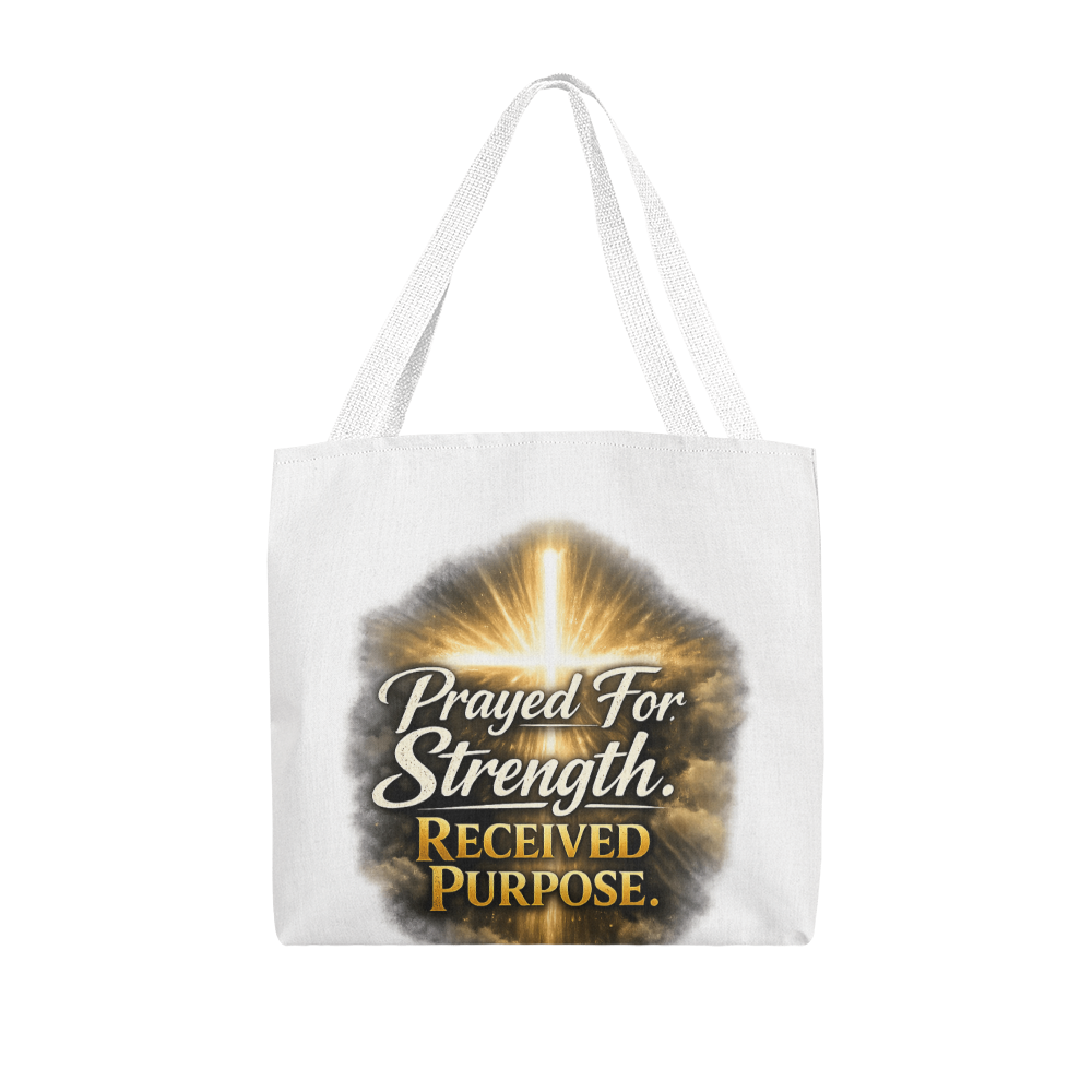 Prayed For Strength Christian Tote Bag – Faith Purpose Inspirational Carry Bag