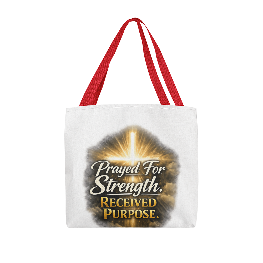 Prayed For Strength Christian Tote Bag – Faith Purpose Inspirational Carry Bag