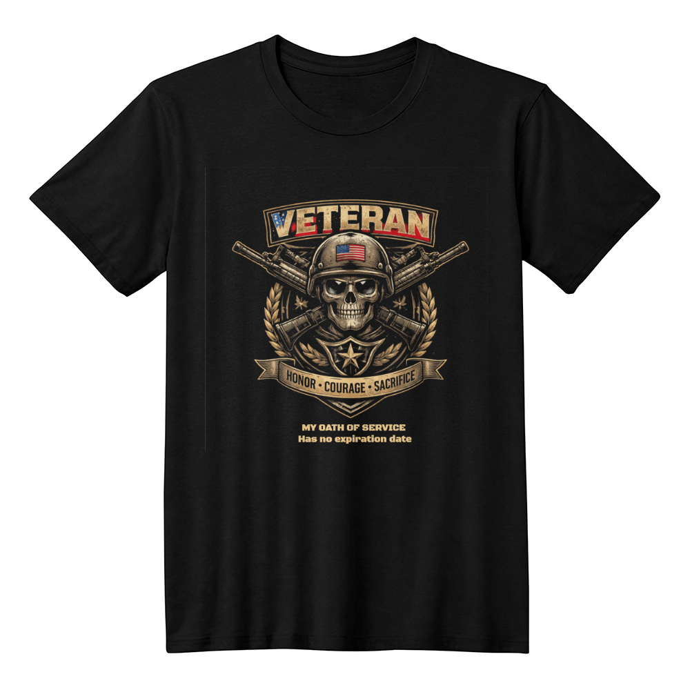 Veteran Skull T-Shirt - Honor - Courage -  Sacrifice