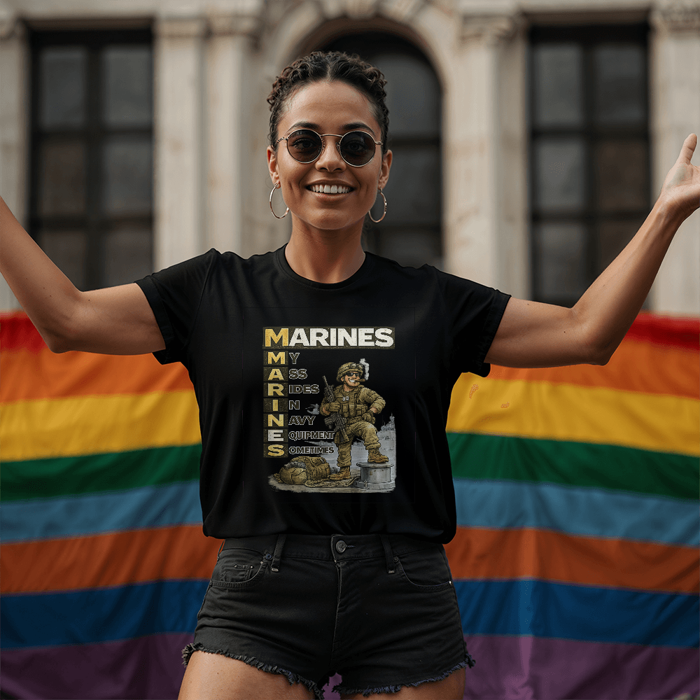 Funny Marines Shirt – Marines: My Ass Rides In Navy Equipment Sometimes | Marine Corps Humor Tee | USMC Veteran Gift