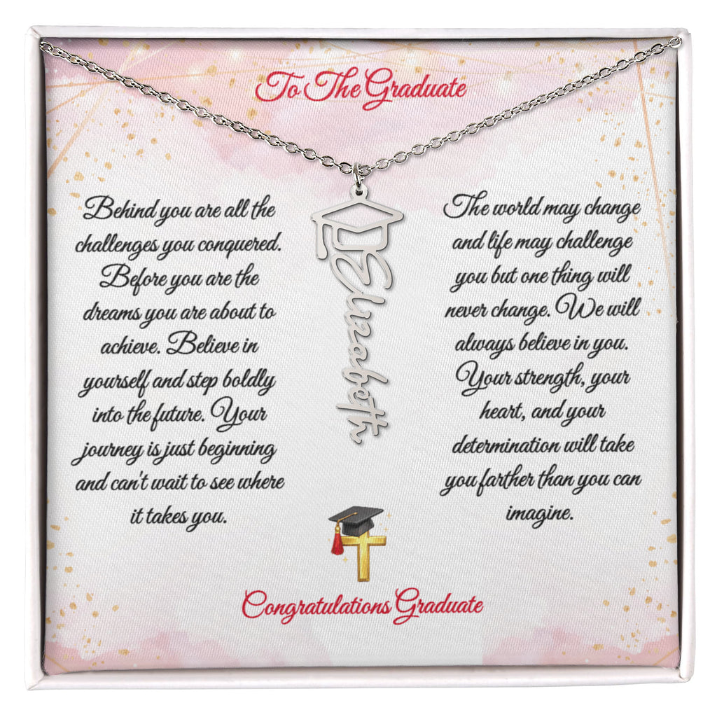 Graduation Name Necklace for Daughter – Personalized Gift from Mom & Dad | Class of 2026 Jewelry